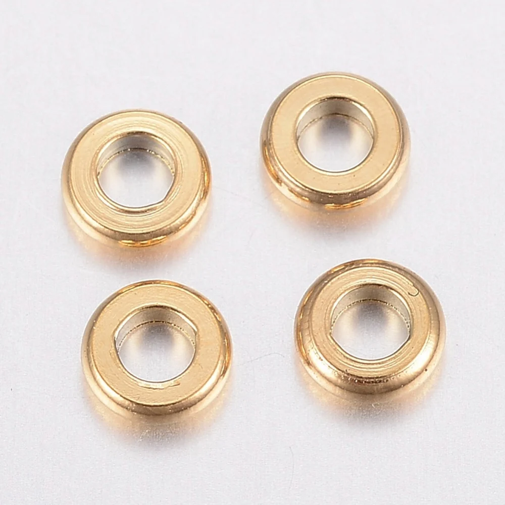 

100pcs 304 Stainless Steel Beads Flat Round Loose Spacer Beads 4mm 6mm 8mm for jewelry making DIY bracelet necklace accessories