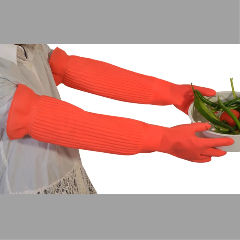 56cm  Dish Washing  Household Scrubbe Repeatable Kitchen Tool  Waterproof Acid and Alkali Resistant Long Rubber Gloves