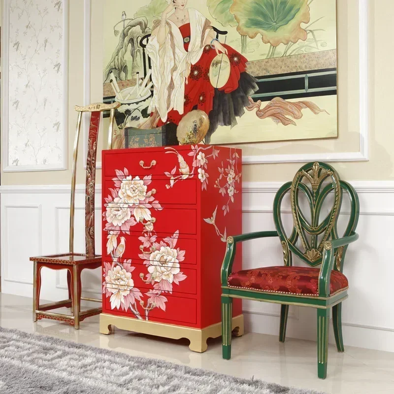 Новый китайский стиль, китайский красный шкаф с несколькими ведрами, шкаф из цельного дерева, декоративный шкаф для виллы, шкафчик для спальни, свадебной комнаты