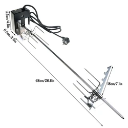 Universal Automatic Grill Rotisserie Kit with 4W Electric Motor BBQ Bracket Roaster Spit Rod Meat Fork Complete Holders Tool