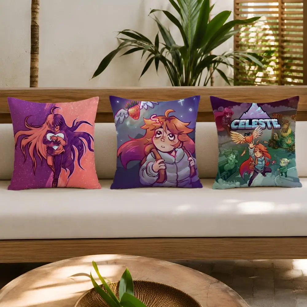 C-Celeste Game Moive Cushion Cover Double-Sided Plush Sofa Cushion Covers Organic Breathable Invisible Zipper