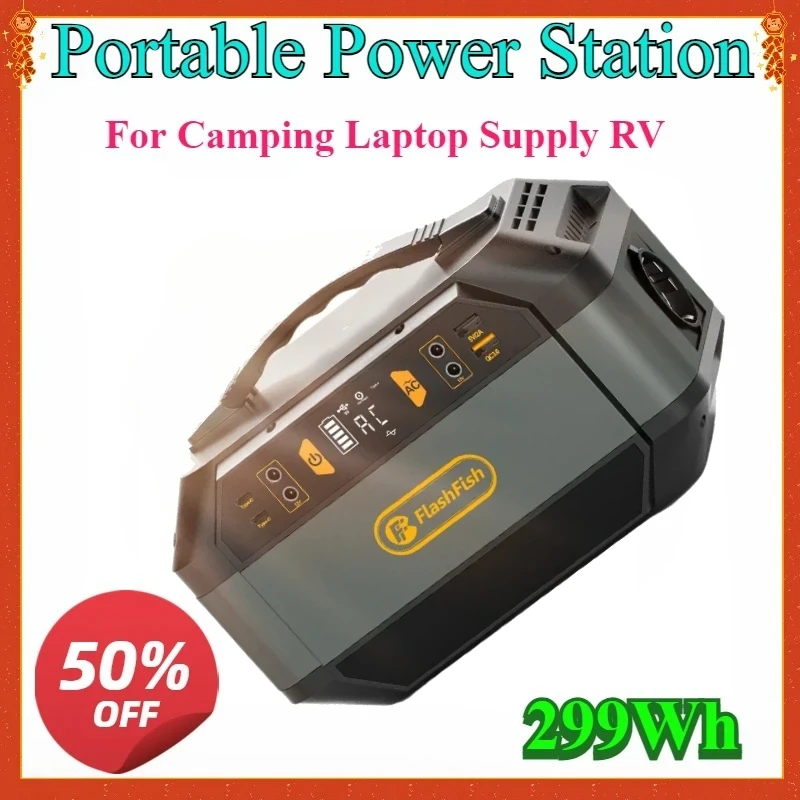

80850mAh Portable Power Station 299WH Emergency Solar Generator Battery Pack Power Bank Outdoor for Camping Laptop Supply RV