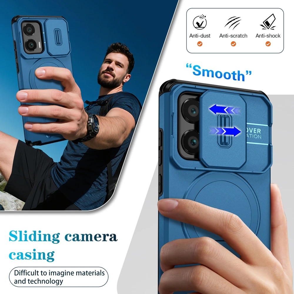 Luxuriöse Rüstungs-Magnethülle für Moto G Play Power 5G Edge Stylus 2024 2025, Objektivständer, schlanke Rückseite, kabellose Ladehalterung – Detail 9