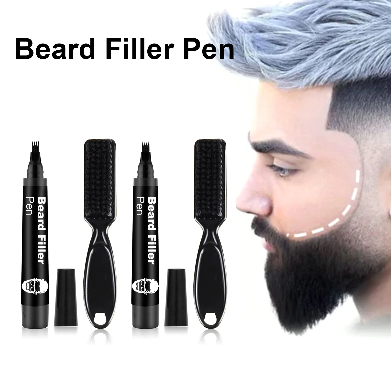

Ручка для наполнения бороды, четыре зубца, прочная окраска, ремонт бровей, усилитель бороды, инструмент для формирования, водостойкий мужской карандаш для бровей, ручка