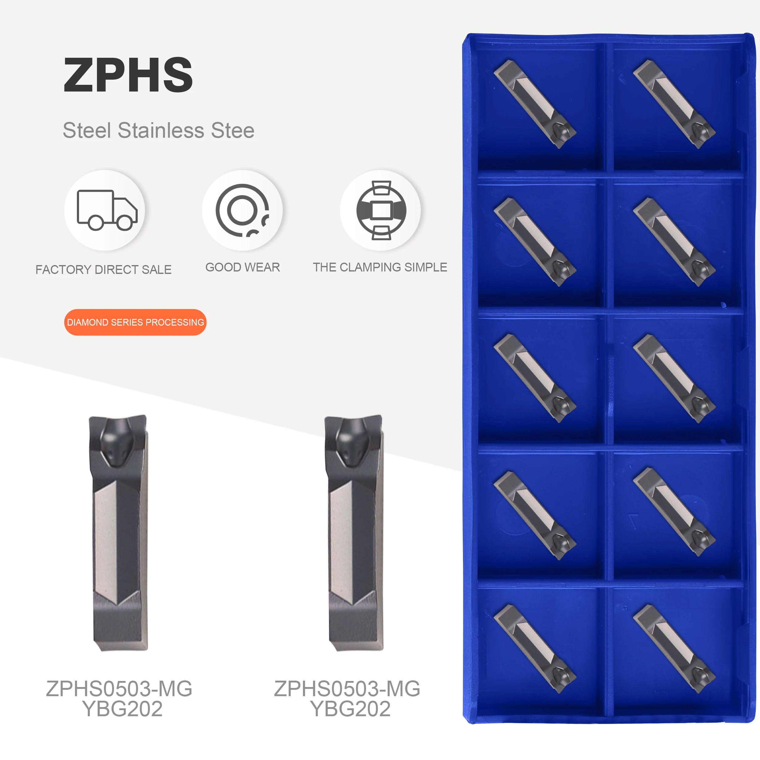 ZPFS0302-MG ZPGS0402-MG ZPHS0503-MG YBG202 YBG302 ZCC.CT High quality carbide insert CNC lathe tool for grooving