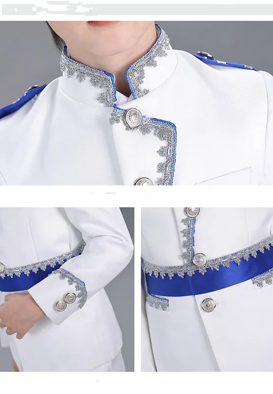 Kids White Court Stage Performance Costume European style Jacket Pants Clothing Set for Children's Day Boys Christmas Dress image 6