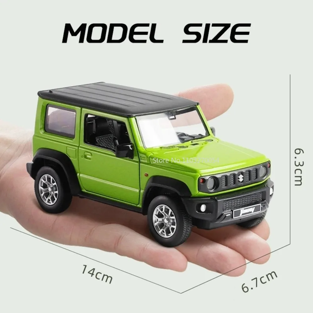 Scale 1/26 SUZUKI Jimny Car Toys Models Die Cast Metal 2 Doors Can Be Opened Alloy Body with Sound Light Pull Back Vehicle Gifts