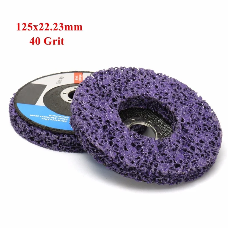 2Pcs Coral Disc 125x22mm Poly Strip Disc Abrasive Wheel Paint Rust Removal Clean 5 Inch 40 Grit Grinding Disc For Angle Grinder