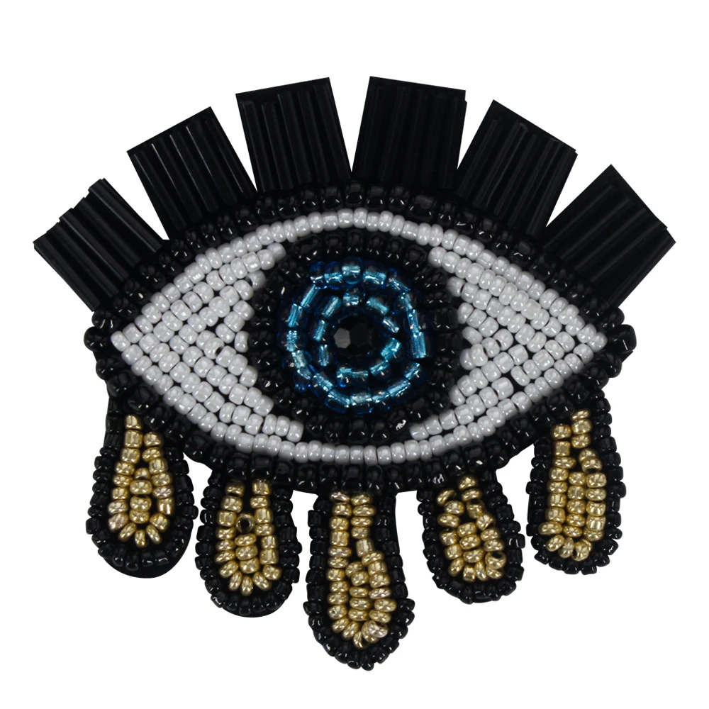 Moon Hand Eye Sew on Patch ricamato Bead strass Applique vestiti fotocamera indumento Badge accessori di abbigliamento