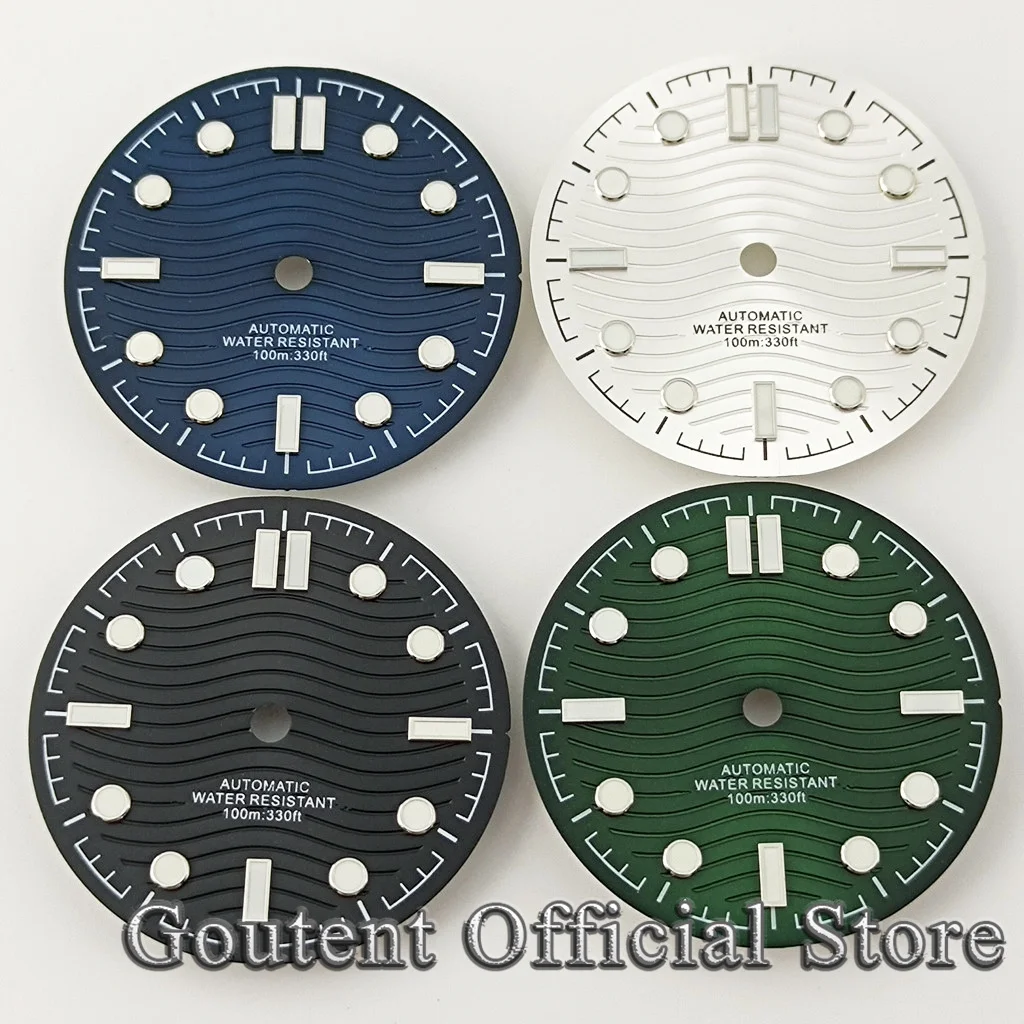 Goutent 31mm Green Luminous White Black Blue Green Watch Dial Fit ETA 2836 2824 NH35 NH36 DG2813 3804 Miyota 8215 821A Movement