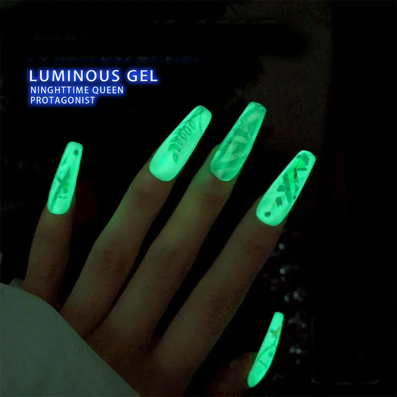 Esmalte de uñas de Gel UV que brilla en la oscuridad, capa superior luminosa, sin toallita, Base de Gel, barniz artístico para manicura, 10ml