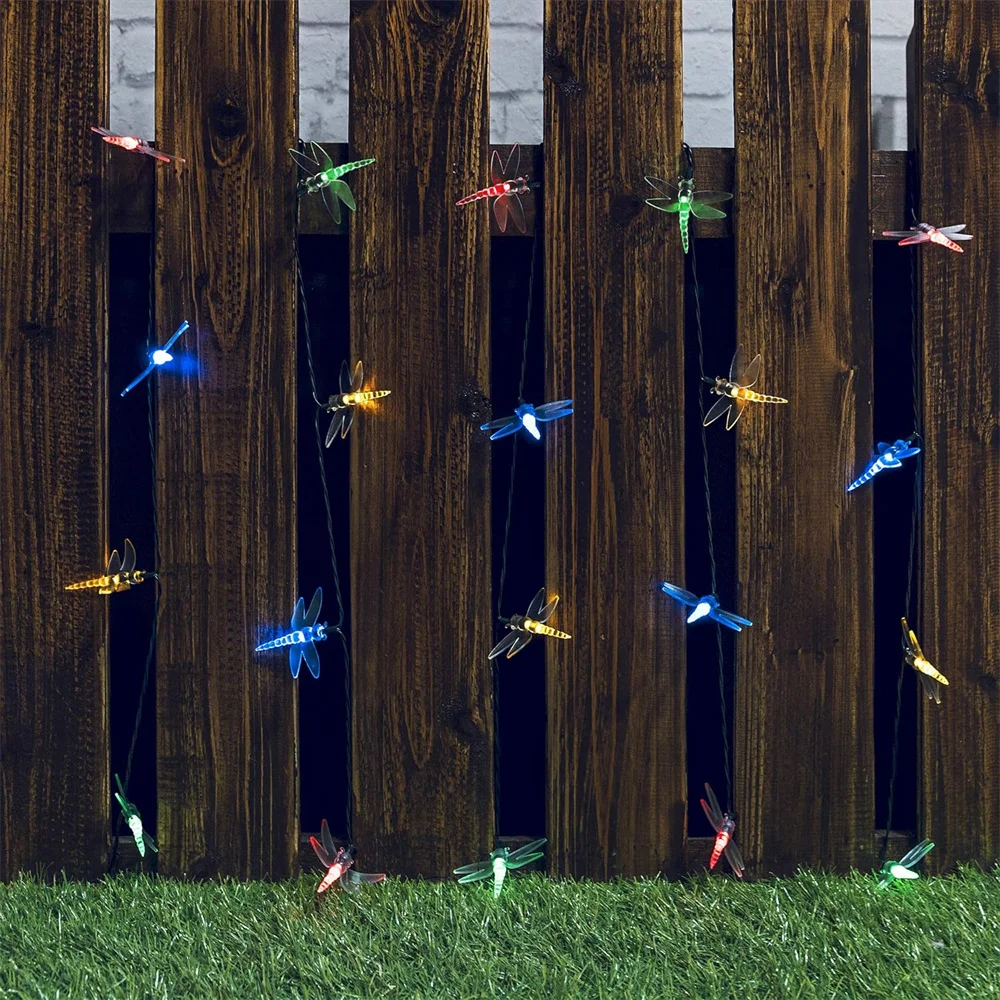 2024 Dragonfly Solar String Lights Outdoor LED Decorative String Lights 8 Modes Solar Powered Fairy Lights for Patio Garden 410