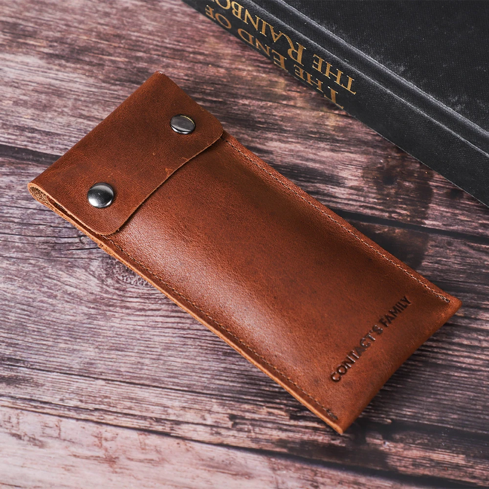 Contact\'s Family Genuine Cow Leather Single Watch Case Storage Bag For Men Watch Organizer Bags Travel Portable Pouch Holder