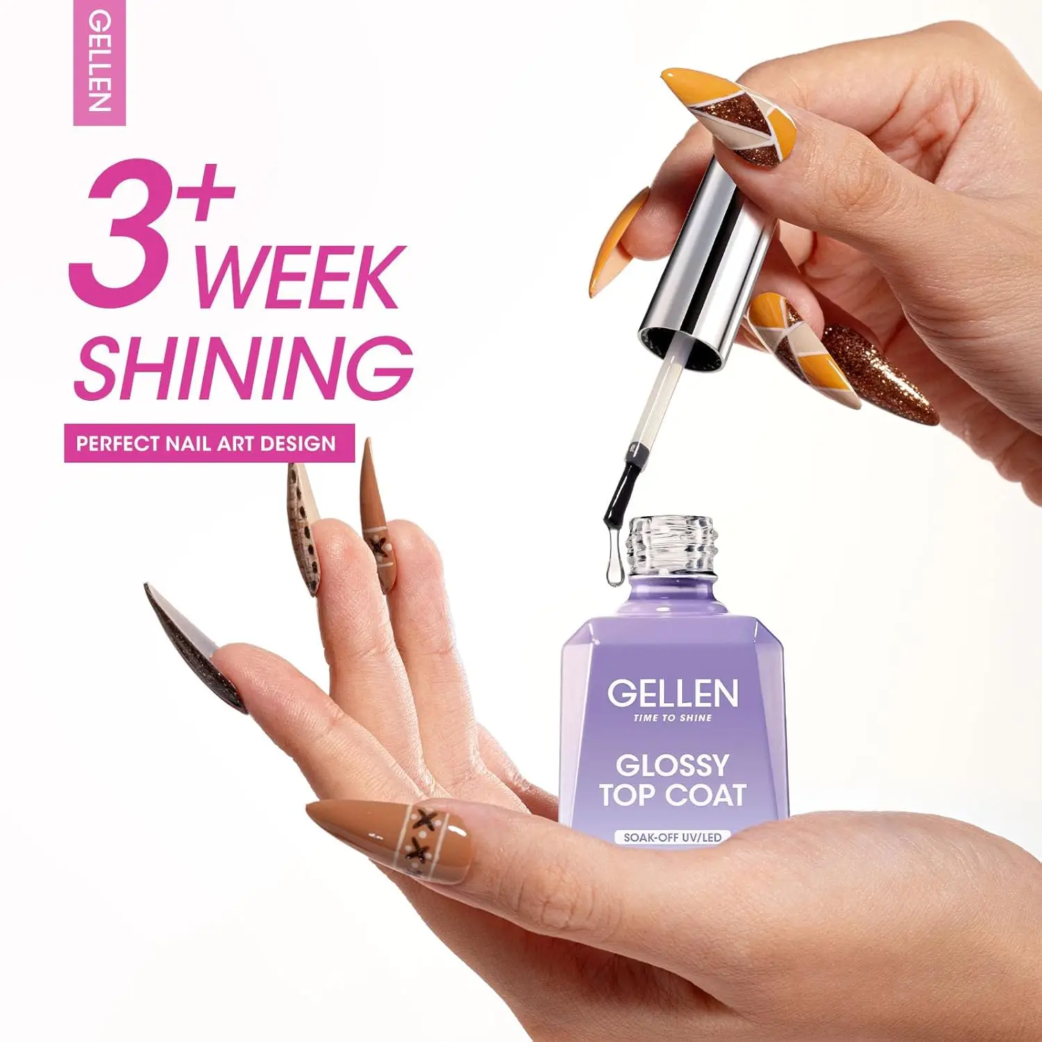 GELLEN 3 قطعة 18 مللي منشئ جيل للأظافر معطف فوقي قاعدة معطف مجموعة طلاء الأظافر لتمديد الأظافر ثلاثية الأبعاد هلام النساء هالوين الفن #5