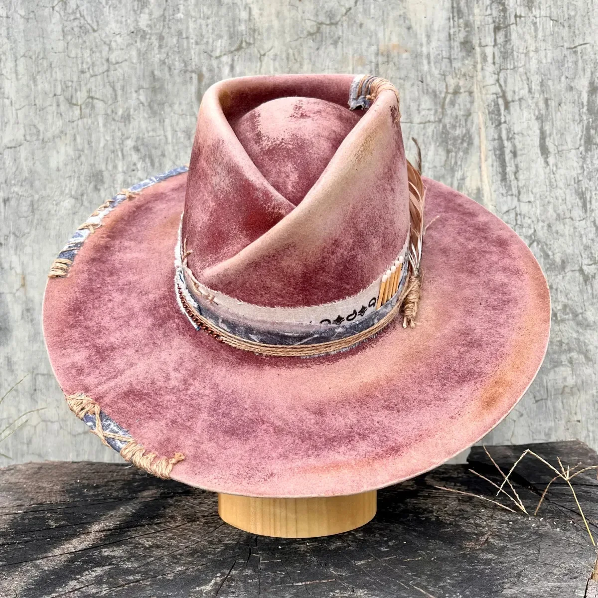 Vintage Wool Hat with Ribbon Decoration, Distressed Pure Wool Hat, European and American Fashion Wool Felt Hat
