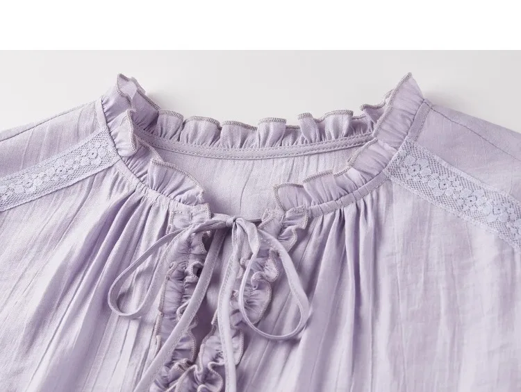 SENTUBILA Damen-Bluse mit Spitzenbesatz, Langarm-Oberteil mit Rüschenkragen, lockeres Chiffon-Hemd, elegante Damenkleidung 161VA5389 – Detail 29