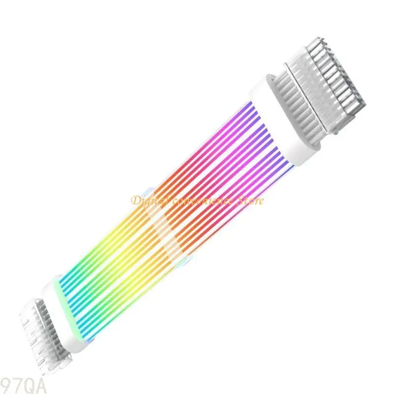 

97QA PC Computer 24Pin Extension Cable Power Cord With Addressable ARGB Lighting, Warm Effect, 5V3Pin Connectors