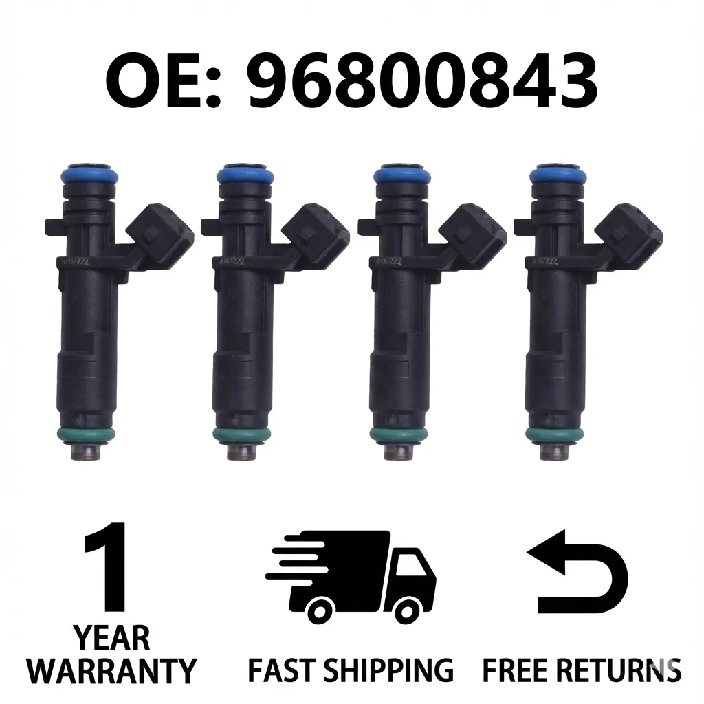 

4Pcs Remanufactured Fuel Injectors 96800843 For Chevrolet Spark M300 1.2L 2010-2015 25186566 B12D1 LMU Fuel Nozzle Set