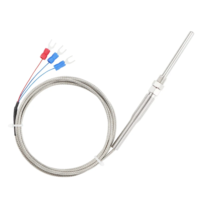 5PCS PT100 RTD platinum resistance thermocouple shielded wire three wire RTD temperature sensor probe temperature sensing wire