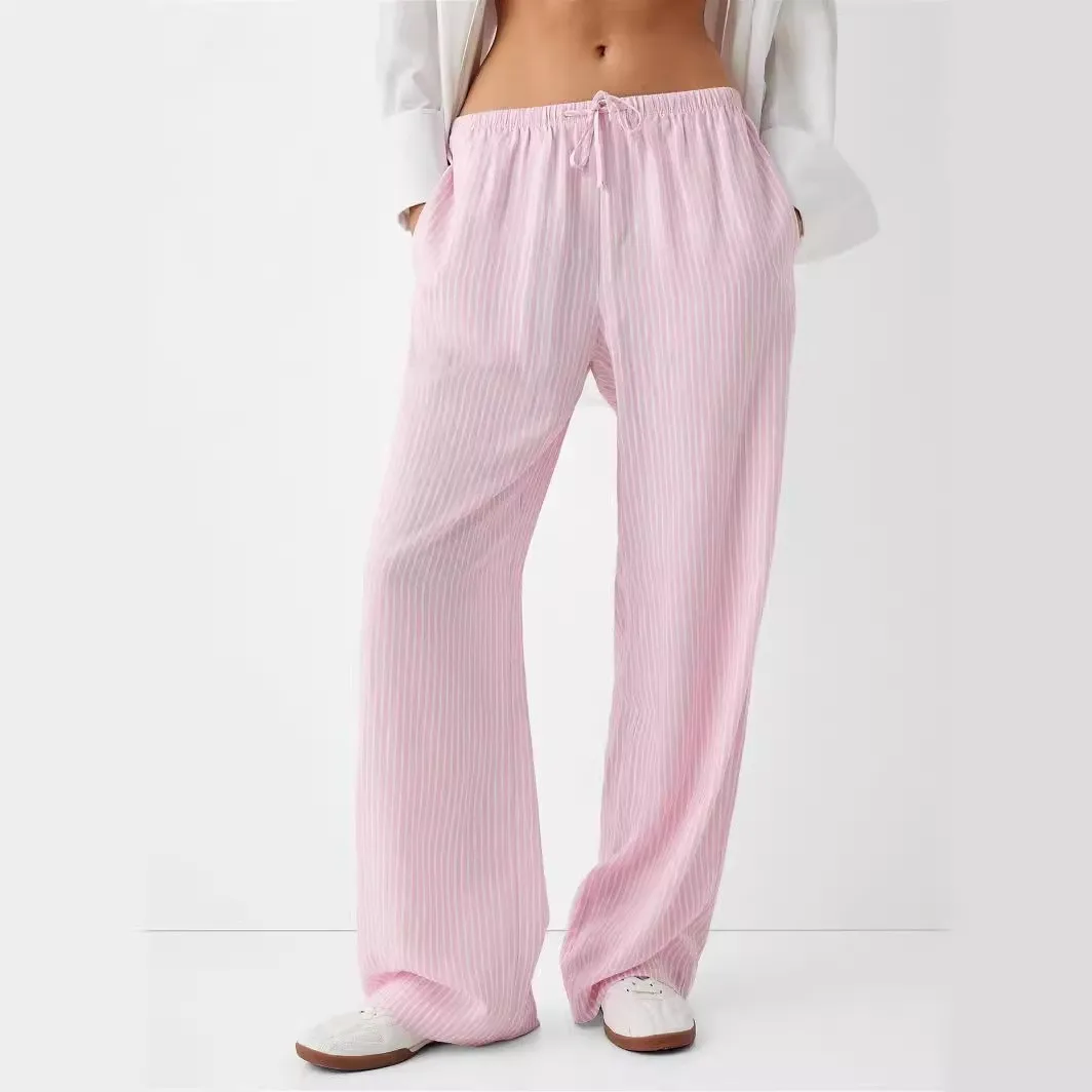 

2024 Europe And The United States Summer New Cross-Border Women's Stripes Comfortable Casual Pants Wear Elastic Waist Trousers