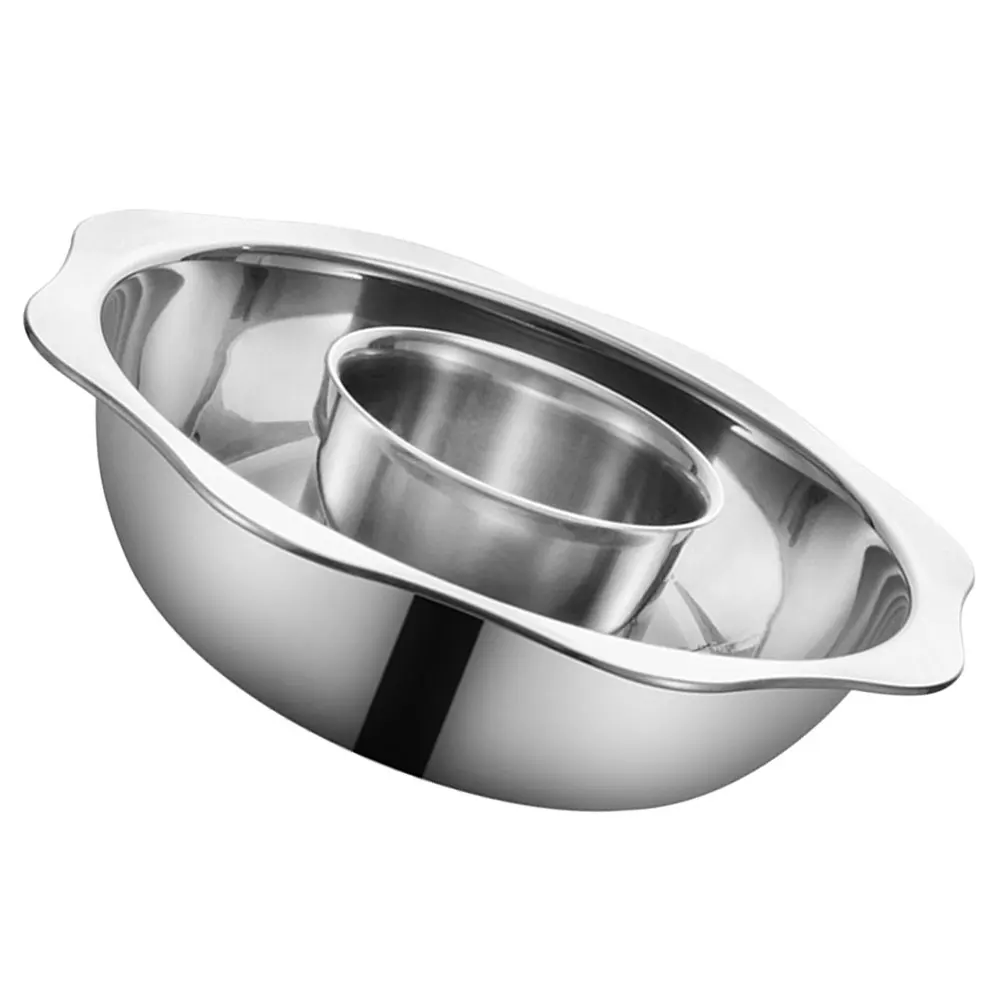 

Stainless Steel Hot Soup Double Flavor Divider Pan Two-Flavor Cooking Thickened Multi-Purpose Kitchen Hotpot Even Heating