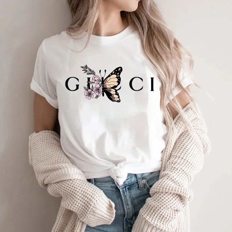 Camiseta de alta calidad para mujer, blusa diaria con estampado de letras, Tops de estilo clásico de verano, camiseta de manga corta para mujer Harajuku Y2K