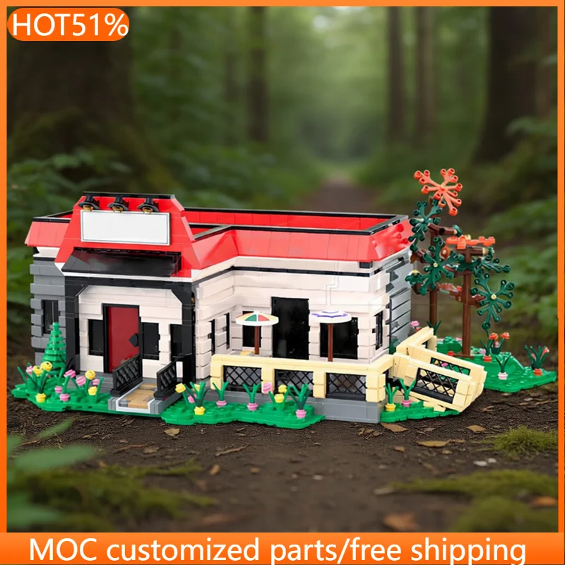 

2398 деталей: Модульный конструктор MOC «Городской ресторан пиццы», простые технологии, популярная игрушка для мальчиков, подарок на день рождения