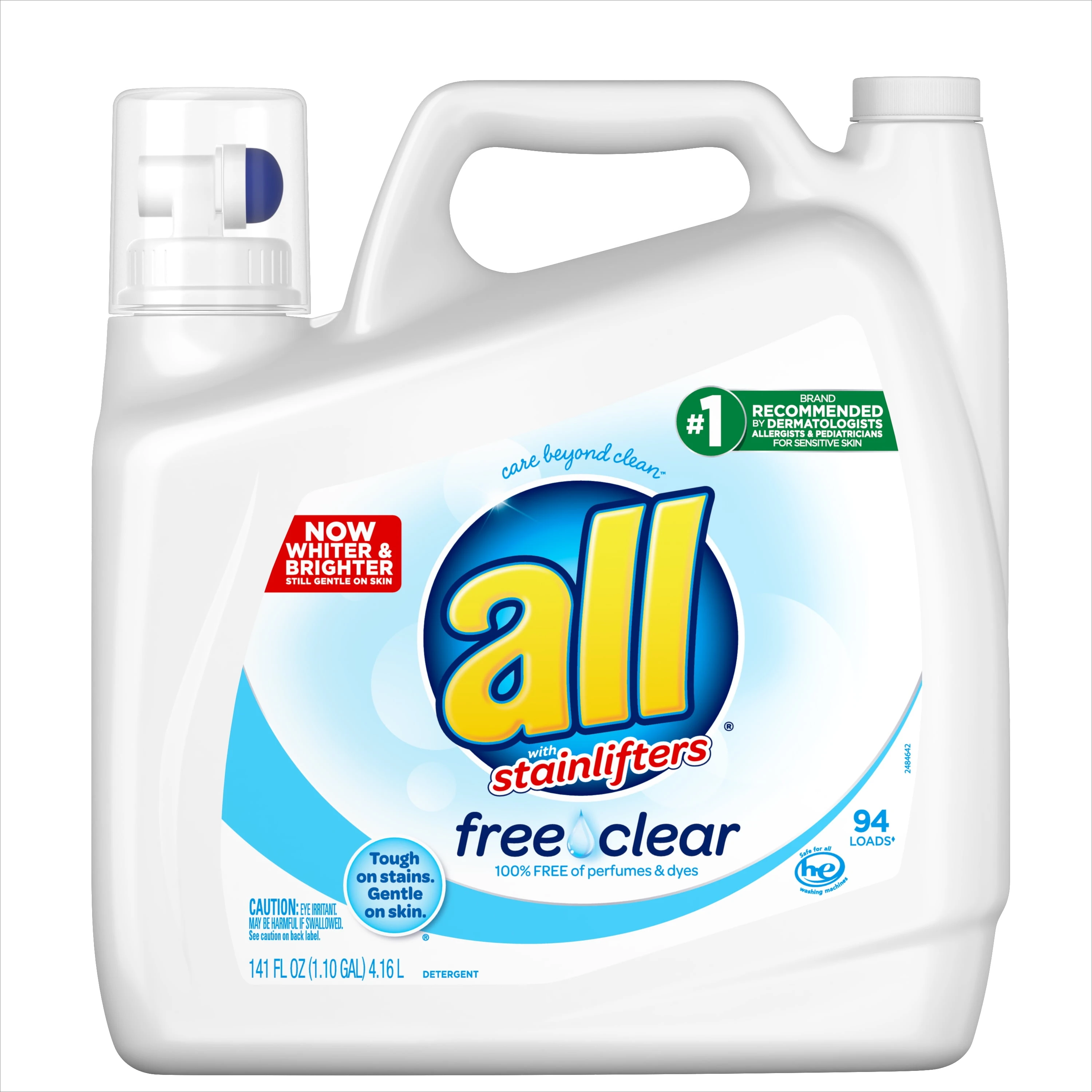 All Liquid Laundry Detergent Free Clear for Sensitive Skin 141 Ounce 94 Loads Hypoallergenic, 100% Free of Perfumes and Dyes