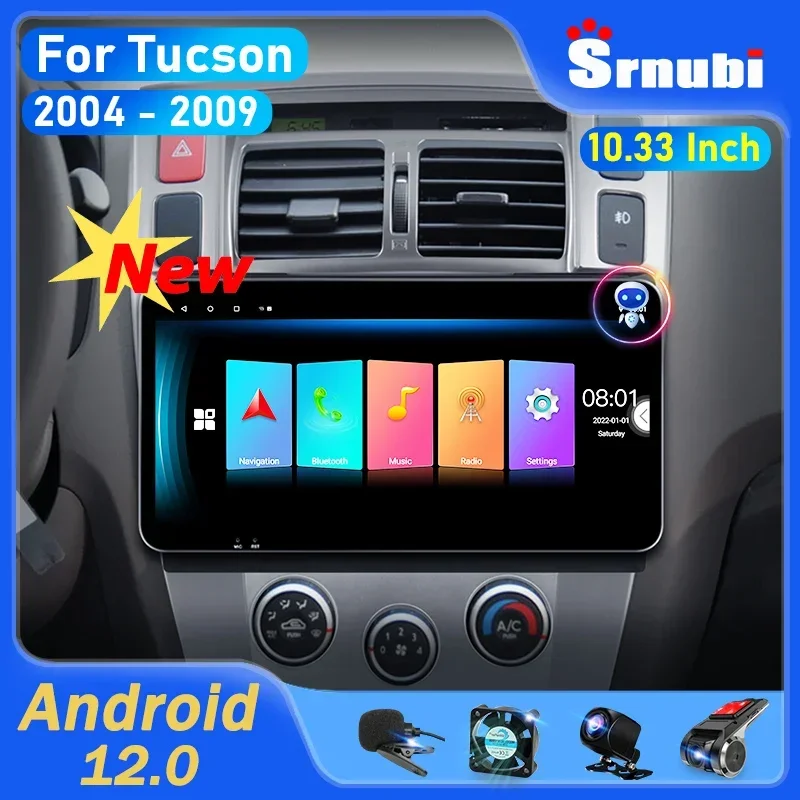 

Srnubi 2 Din 10.3 Inch Android 12 Car Radio For Hyundai Tucson 1 2004 - 2009 Multimedia Player Carplay Stereo GPS DVD Head Unit