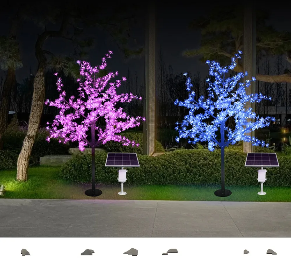 1.8m 1.5m Height Solar Cherry Blossom Trees Waterproof Christmas Tree Lamp Outdoor Landscape Light Rainproof Fairy Garden Decor