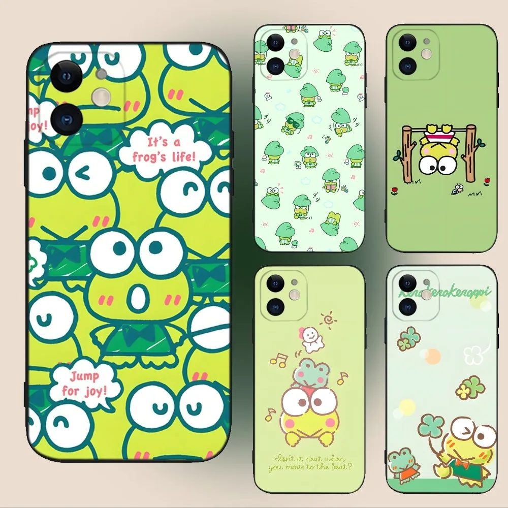 

Kero Keroppi Frog Phone Case For iPhone 15,14,13,12,11,Plus,Pro Max,XS,X,XR,SE,Mini,8,7 Soft Silicone Black Cover