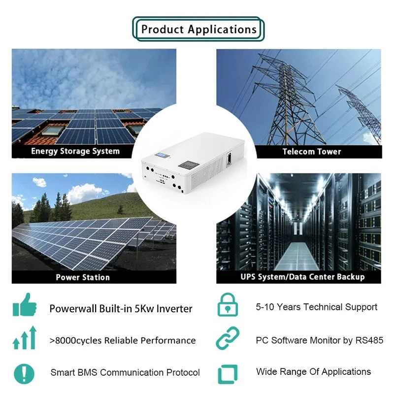 2 IN 1 Plug Play 48V 200Ah LiFePO4 PC Monitor 8000 Deep Cycle Powerwall Built-in BMS 10KWh Inverter Solar Power Stroage 220-240V