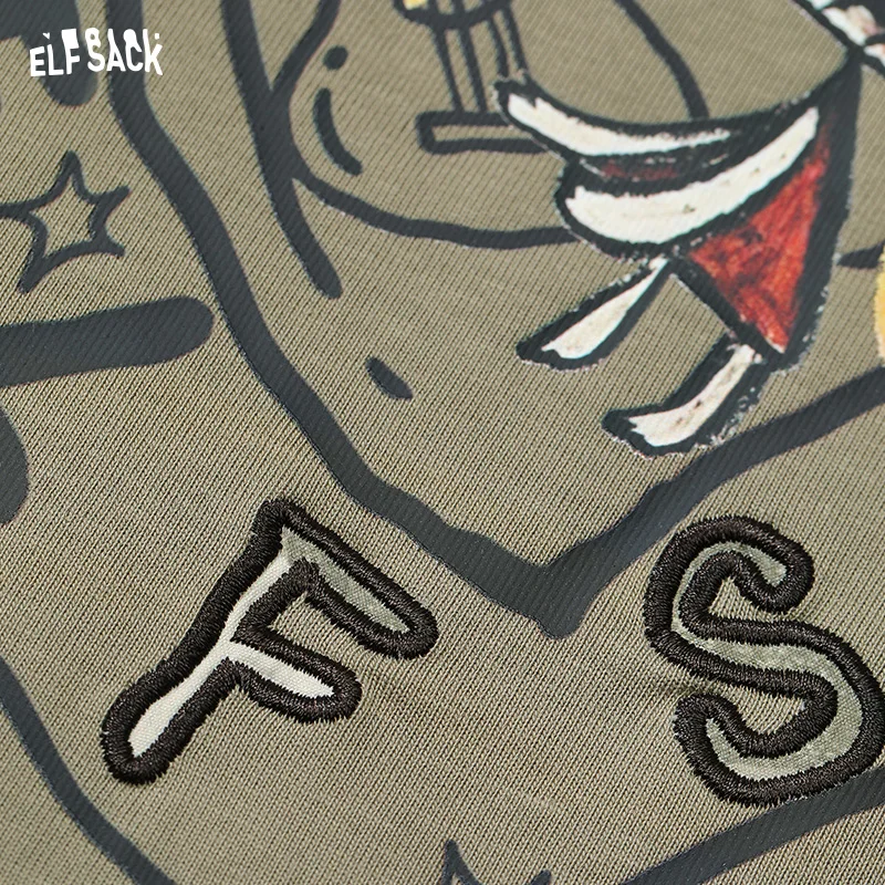 ELFSACK 2025 Summer New Arrival Cool Sweet Original Printed Loose T-Shirt Dress Camouflage Mesh Splicing Dress For Woman