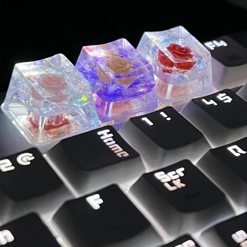 Resina Keycap para teclado mecânico, Backlights, Flor Keycap para jogo, Teclado do computador, Perfil OEM