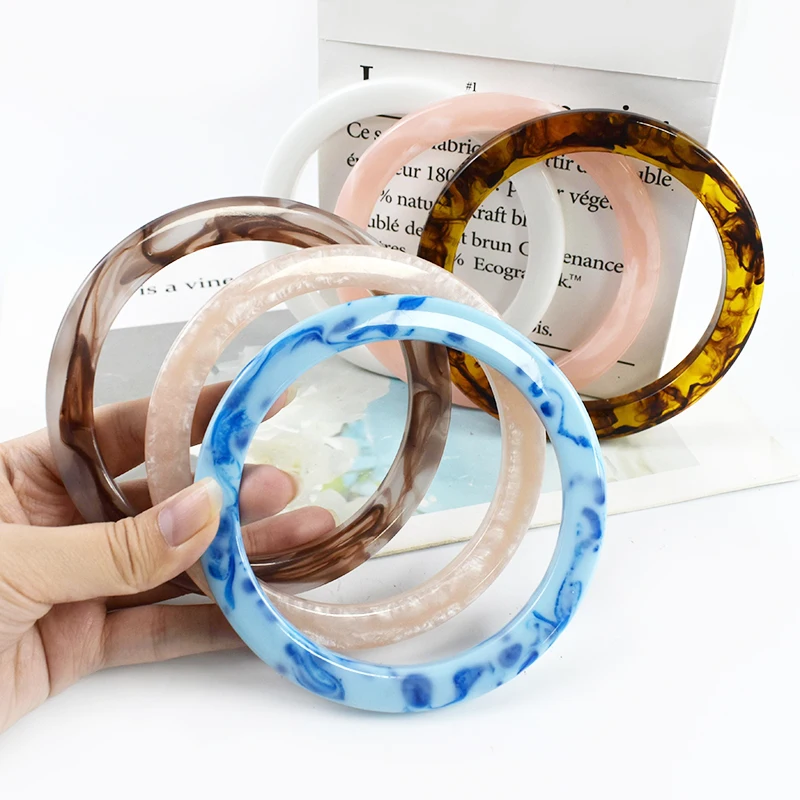 2Pcs 9.4cm Resin Round Bags Handle Plastic Amber O Ring for Wovenbag Purse Handbag Handles DIY Handmade Craft Bag Accessories