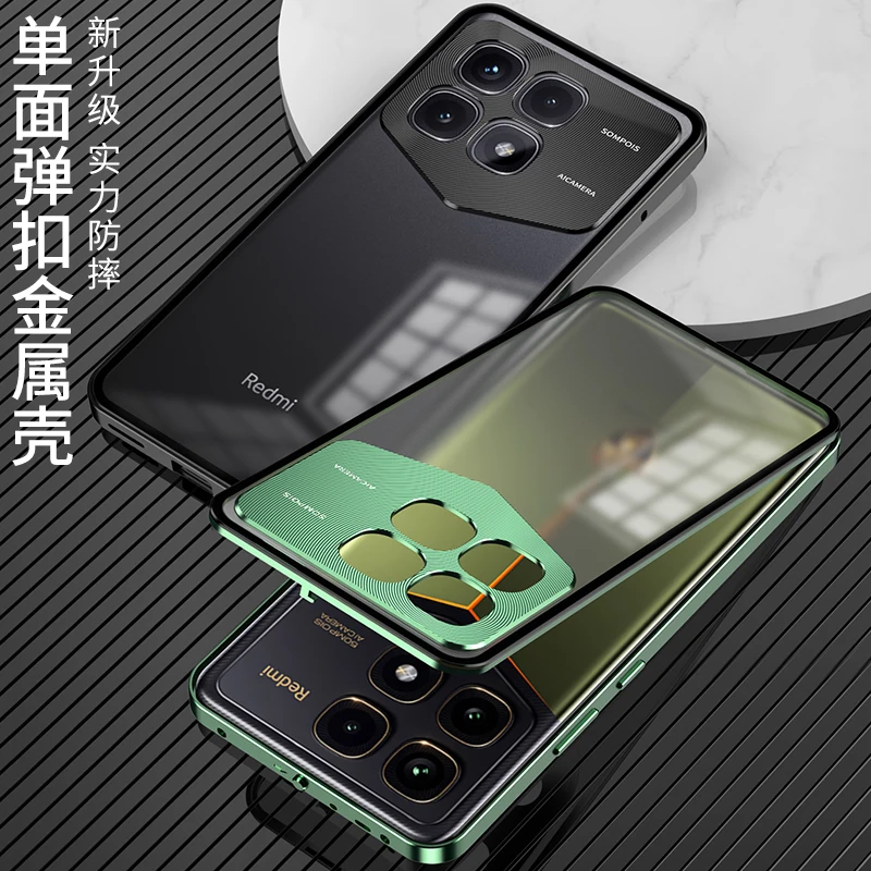 

Для Redmi K70 K60 Pro Ultra чехол из металлического алюминиевого сплава, рамка-бампер, матовый акриловый жесткий ПК, съемная противоударная задняя крышка для телефона