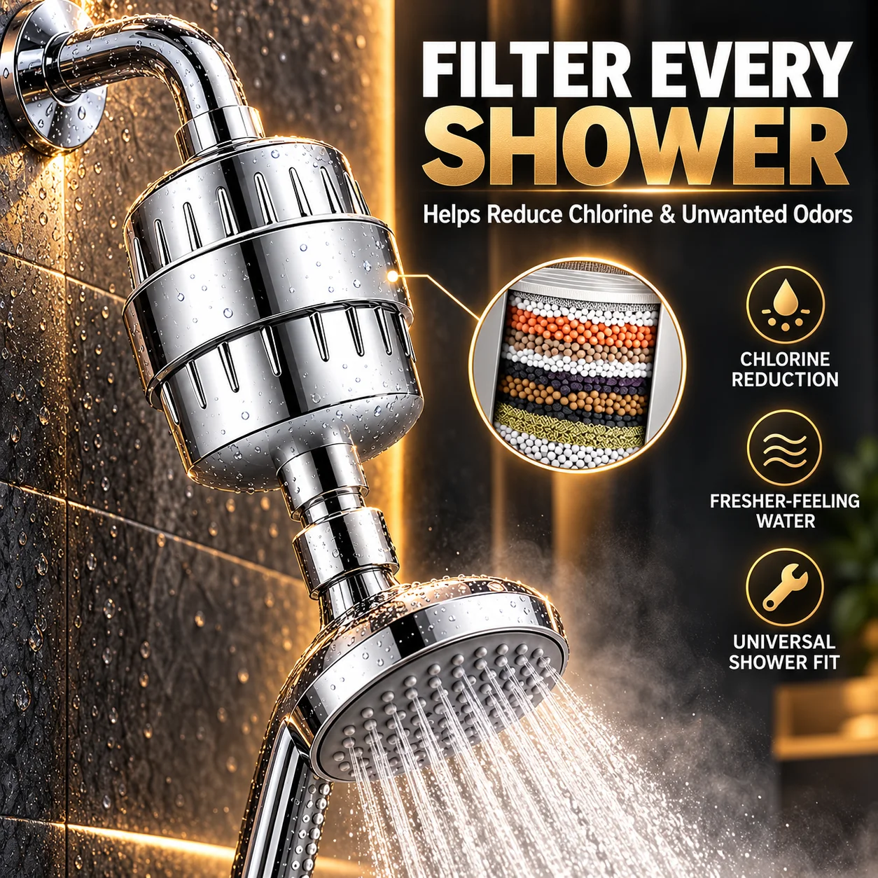 20 Stage Shower Filter High Flow Water Purifier Remove Chlorine Skin Care Showerhead Filter Bathroom Accessory