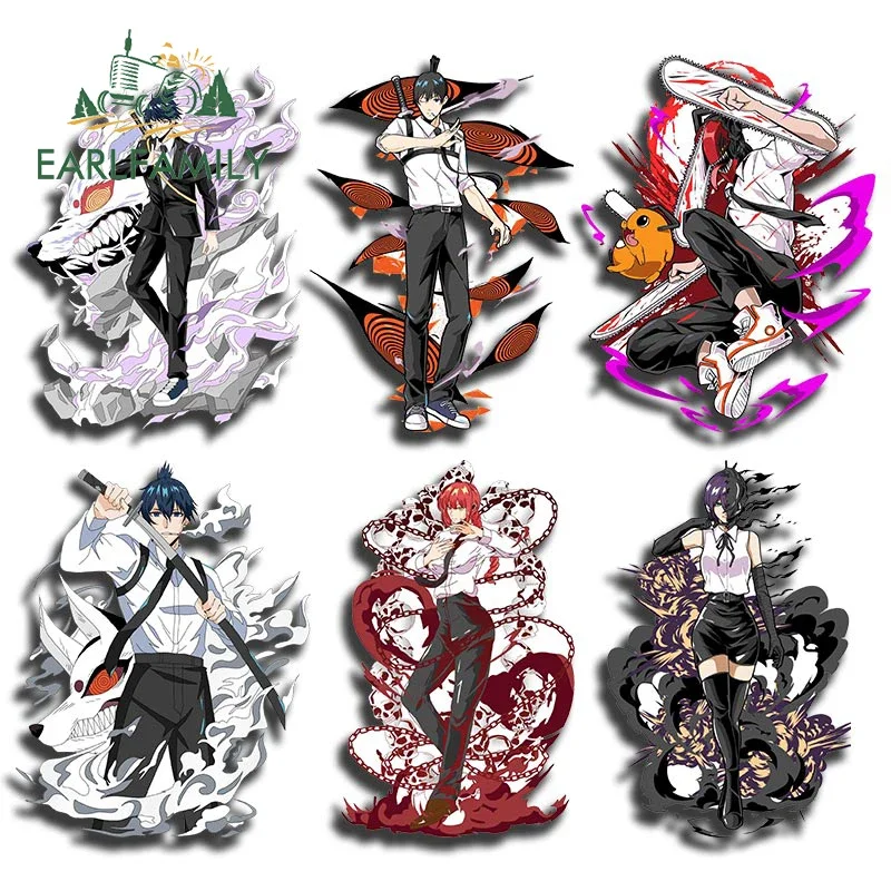 EARLFAMILY 13cm for Skill Effects Makima Power Car Stickers Cartoon Fashionable Decals Scratch-Proof Car Label Sunscreen