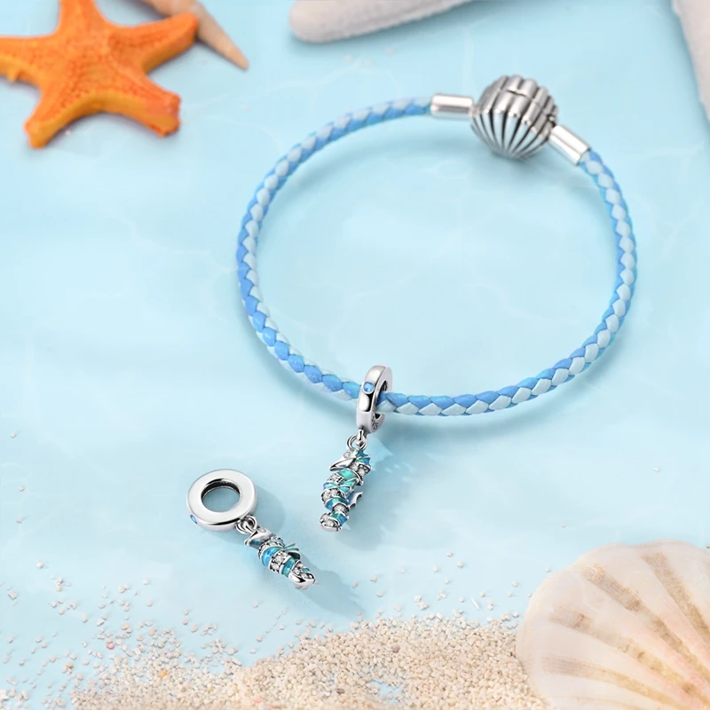 Original Charms 925 Sterling Silver Little Seahorse Pendant For 3mm Bracelet DIY Women Party Jewelry Gift
