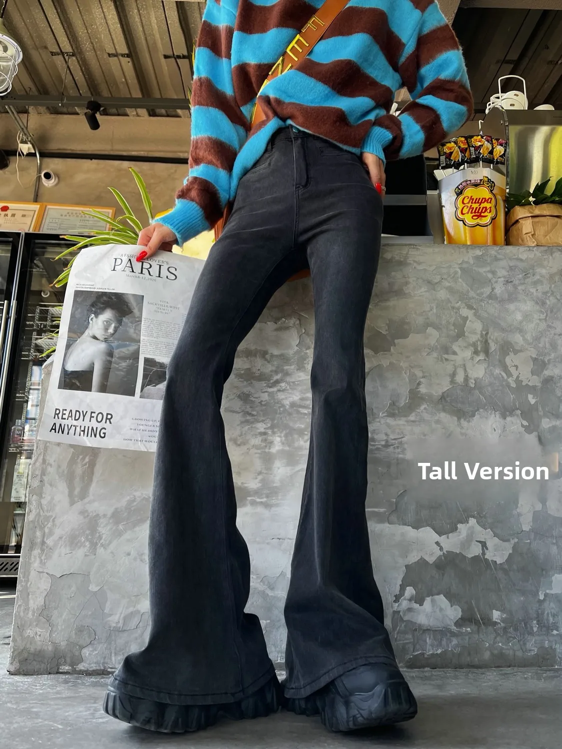 

Удлиненные джинсовые брюки со средней высокой талией, облегающие джинсы Fi Tail, женские новые осенние джинсы, большие расклешенные джинсы, хлопковые эластичные джинсы