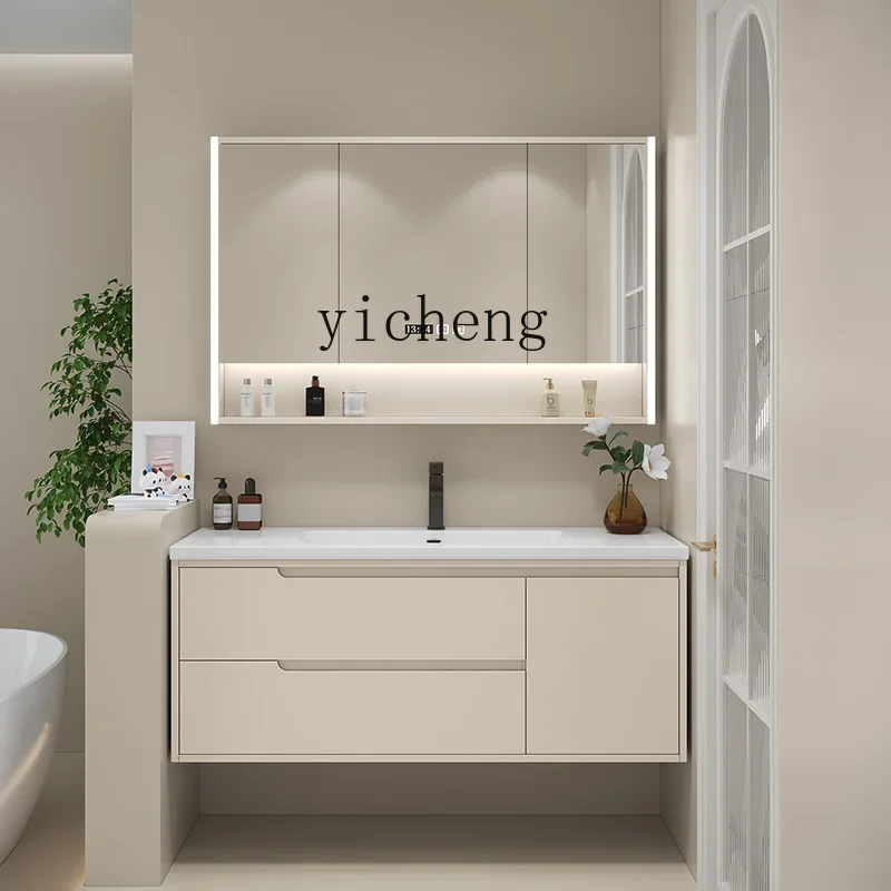 i10.10-LSL Cream Style Ceramic Integrated Basin Bathroom Cabinet 75/ 85/95/105/115cm Washbasin