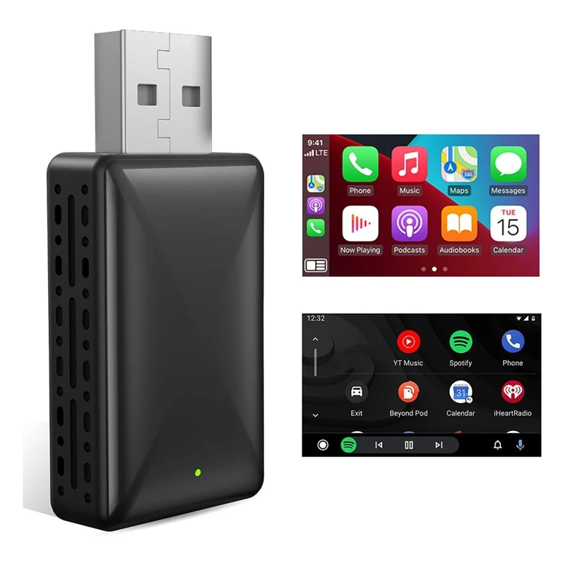 Adaptateur sans fil Android Auto et adaptateur Carplay sans fil, Plug and Play, dongle de voiture Abrts filaire à Carplay sans fil, 2 en 1