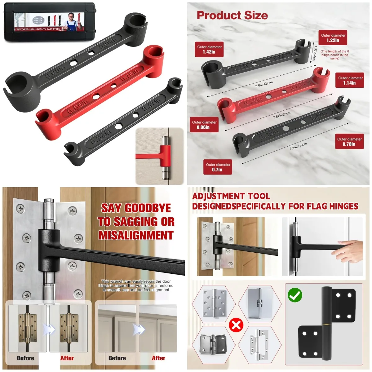 

Door Hinge Adjustment Tool Kit - Precise Gap Adjusting Wrench for Residential & Commercial Use