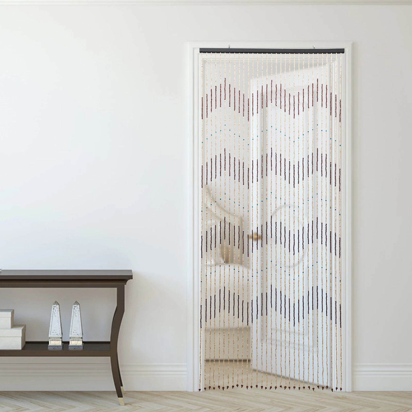 Wooden Beaded Bamboo Door Curtain Divider Curtain for Bedroom Door Porch 220cm X 90cm