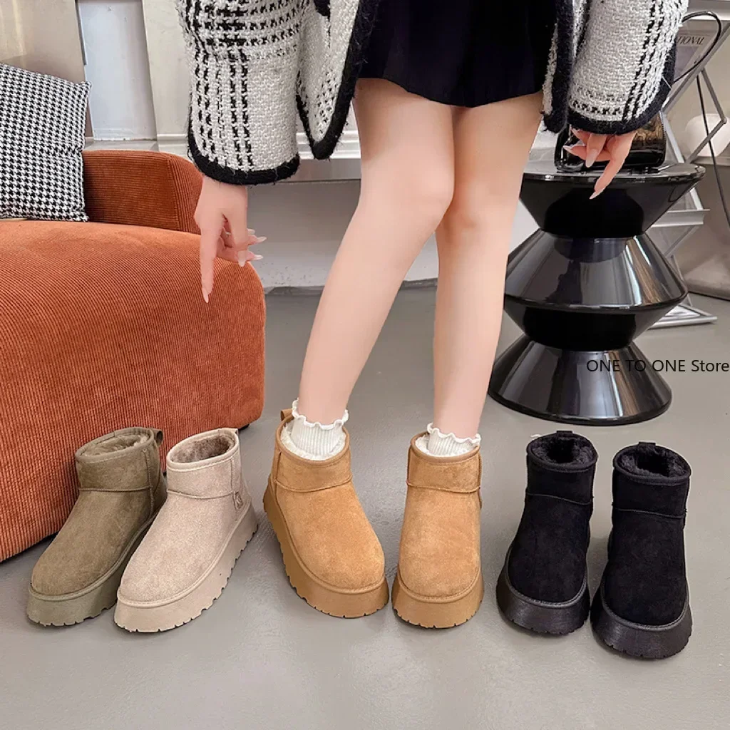 2025 New Classic Thickened Fluff Women's Snow Boots Comfortable Warm Ankle Boots Women Winter Ladies Shoes Chunky Botas Mujer