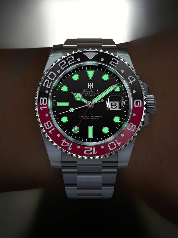 Holuns orologi meccanici automatici di lusso da uomo per uomo orologio luminoso impermeabile in acciaio inossidabile con vetro zaffiro da polso alla moda