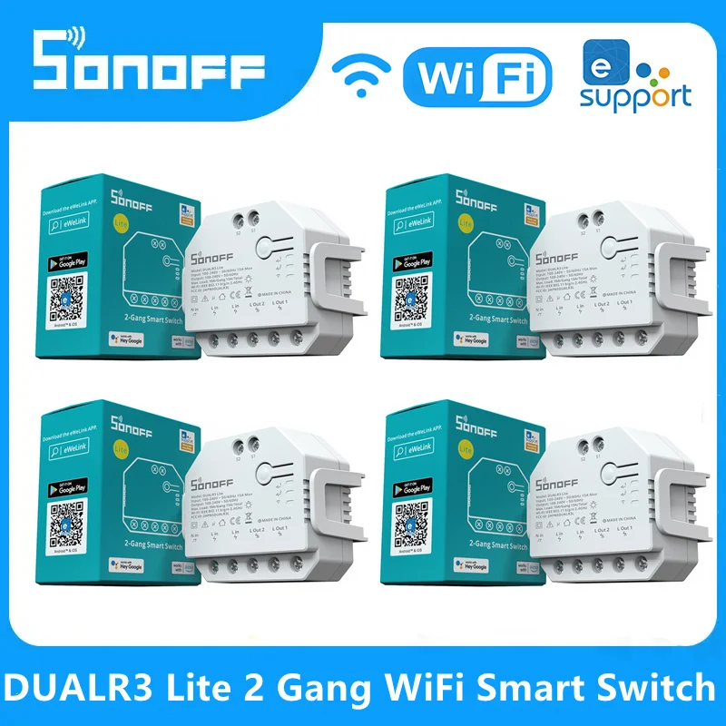 

SONOFF DUAL R3 Lite Dual Relay Module DIY MINI Smart Switch 2-Way Control Timing EWeLink Voice Control Alexa Google Smart Home