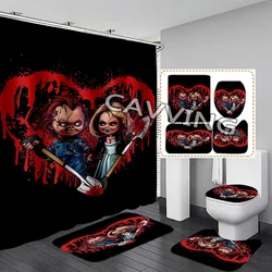 Funny Chucky  3D Print  Shower Curtain Waterproof Bathroom Curtain Anti-slip Bath Mat Set Toilet Rugs Mats Home Decor    H01