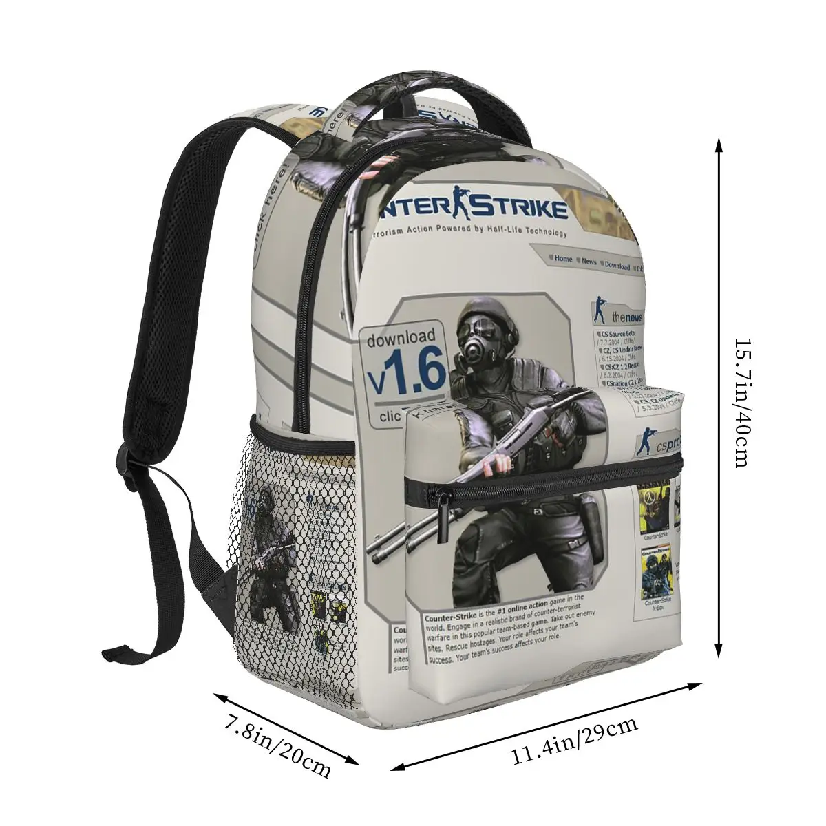 Counter Strike Source Game Backpacks Boys Girls Bookbag Students School Bags Cartoon Travel Rucksack Shoulder Bag Large Capacity