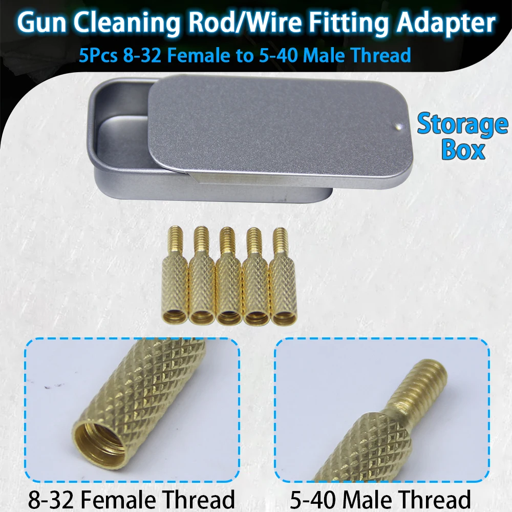 5-teiliges Messing-Reinigungsadapter-Set für Waffen – mit Außengewinde und Innengewinde (5-40, 8-32, 10-32, 5/16-27) für .177/.22/.30/.38 Kaliber Bohrbürsten